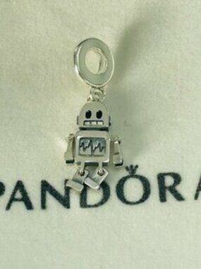 Pandora Bestie Bot Robot Dangle Charm Fits European DIY Bracelets Necklaces